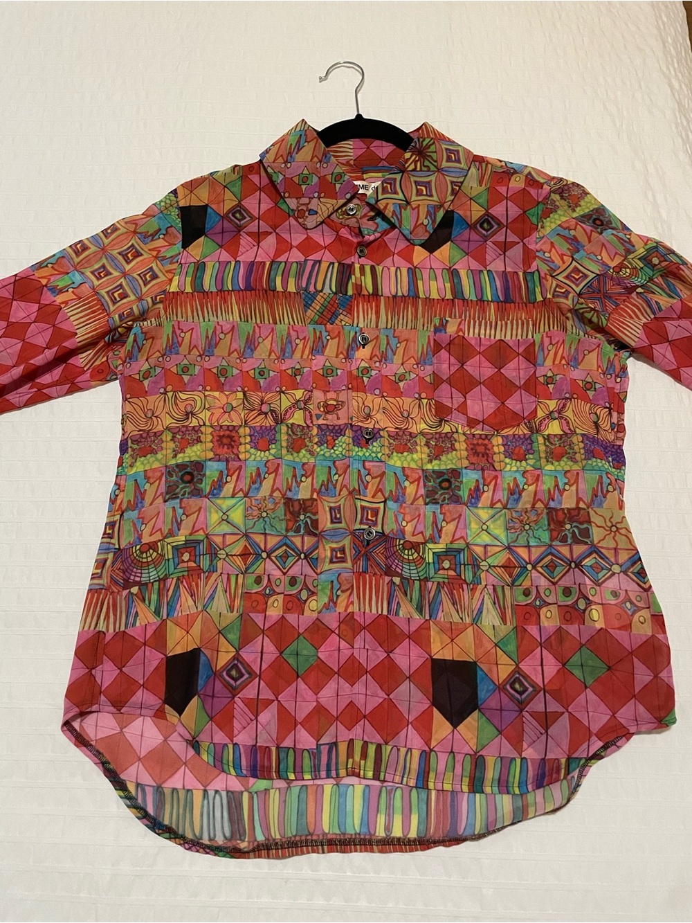 Comme des Garcons Men's Multicolor Printed Button-Up Shirt - Pink Dominant - Picture 2 of 5